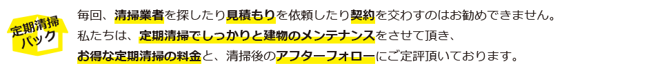 お得な定期清掃パックの紹介